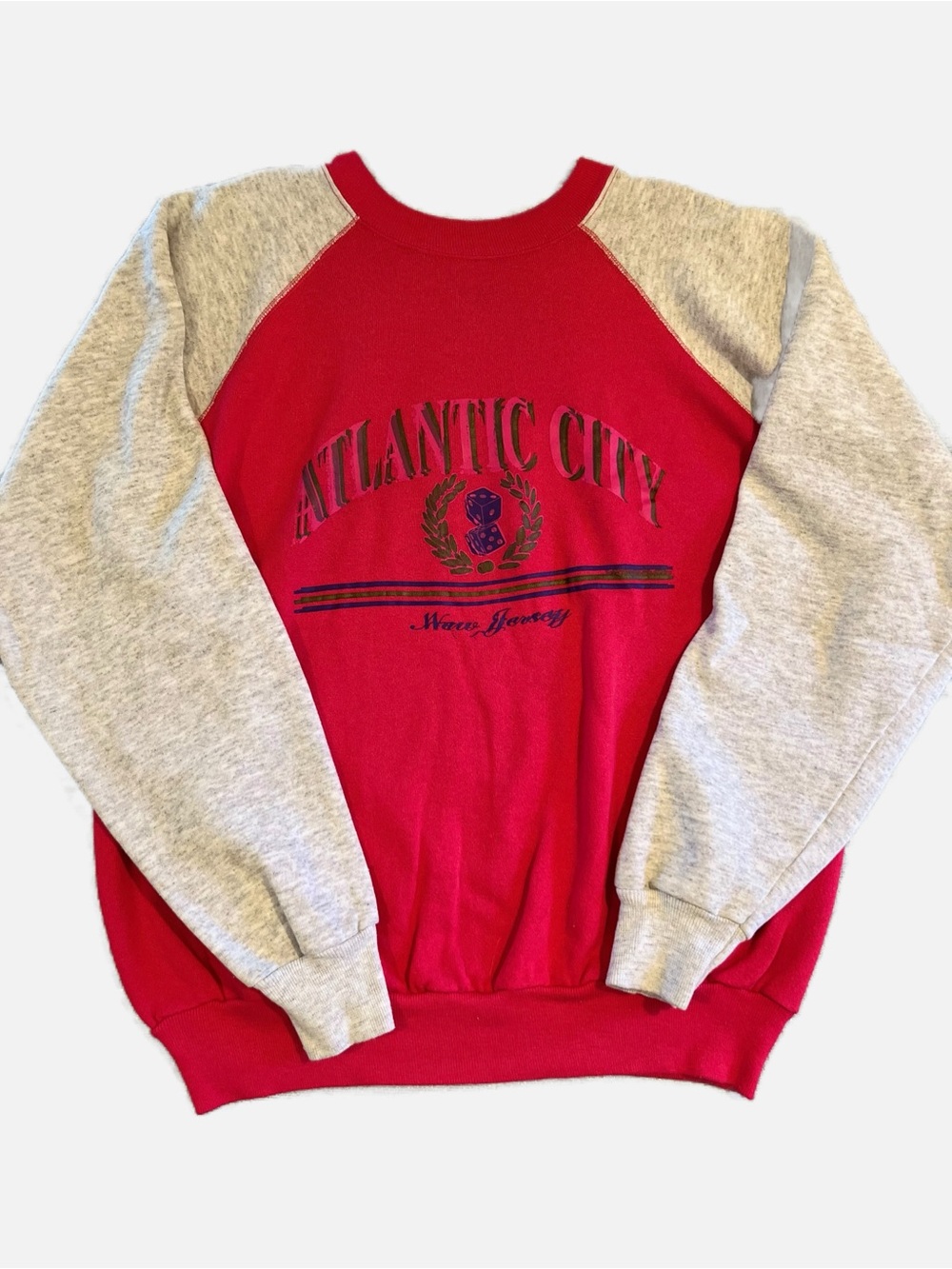 Vintage 1980’s Atlantic City New Jersey Crewneck Sweatshirt Gray Sleeves XL